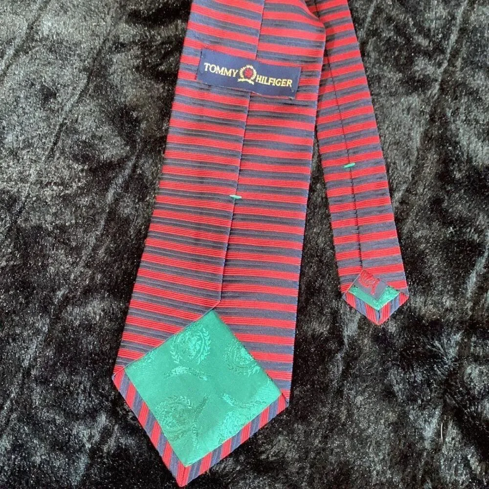 Tommy Hilfiger Red and Blue Horizontal Stripe Neck Tie